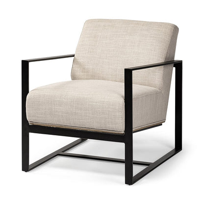 Mercana - Stamford Light Beige Upholstered Seat w/ Wood Back, Metal Frame Accent Chair - 68760 view 1