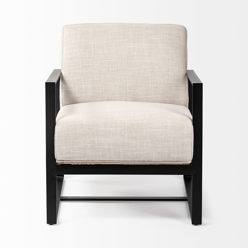 Mercana - Stamford Light Beige Upholstered Seat w/ Wood Back, Metal Frame Accent Chair - 68760 view 3