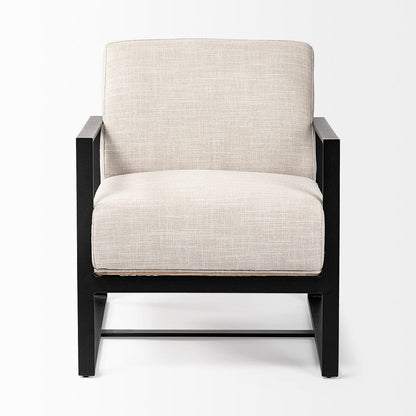 Mercana - Stamford Light Beige Upholstered Seat w/ Wood Back, Metal Frame Accent Chair - 68760 view 3