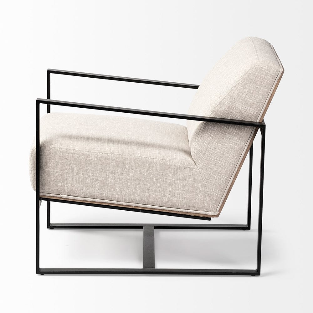 Mercana - Stamford Light Beige Upholstered Seat w/ Wood Back, Metal Frame Accent Chair - 68760 view 4