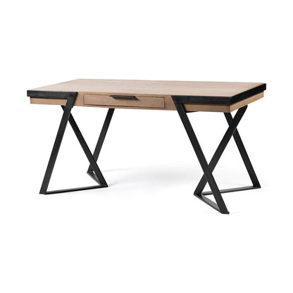 Mercana - Steinbeck 61L x 28.75W x 30H Light Brown Wooden Iron Frame Office Desk - 68488 view 1