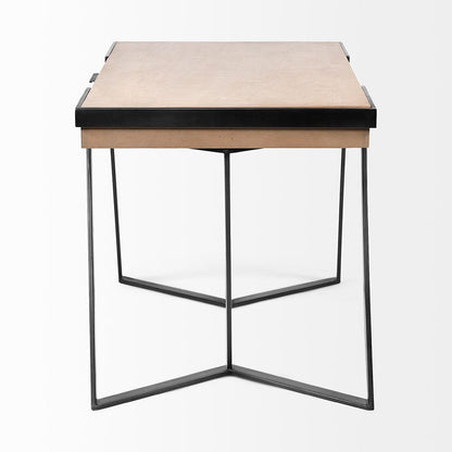 Mercana - Steinbeck 61L x 28.75W x 30H Light Brown Wooden Iron Frame Office Desk - 68488 view 4