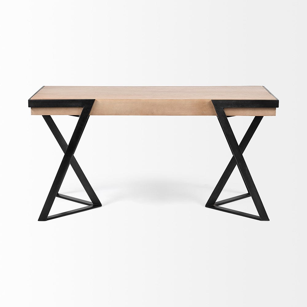 Mercana - Steinbeck 61L x 28.75W x 30H Light Brown Wooden Iron Frame Office Desk - 68488 view 5
