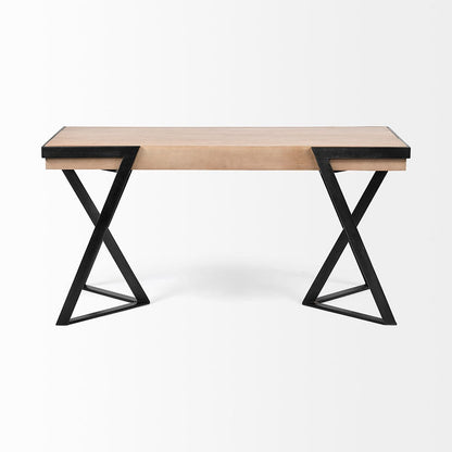 Mercana - Steinbeck 61L x 28.75W x 30H Light Brown Wooden Iron Frame Office Desk - 68488 view 5