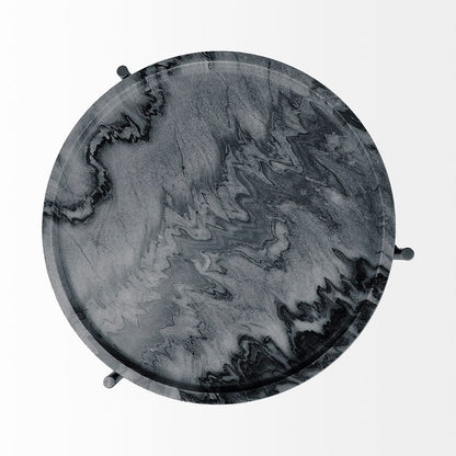 Mercana - Stella 17L x 17W Gray Round Marble Top W/Black Base Accent Table - 68959_CLOSEOUT view 6
