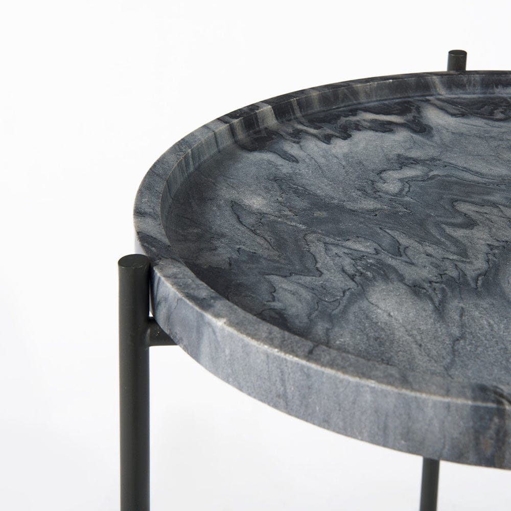 Mercana - Stella 17L x 17W Gray Round Marble Top W/Black Base Accent Table - 68959_CLOSEOUT view 8