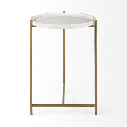 Mercana - Stella 17L x 17W White Round Marble Top W/Gold Base Accent Table - 68960 view 2