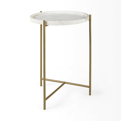 Mercana - Stella 17L x 17W White Round Marble Top W/Gold Base Accent Table - 68960 view 5