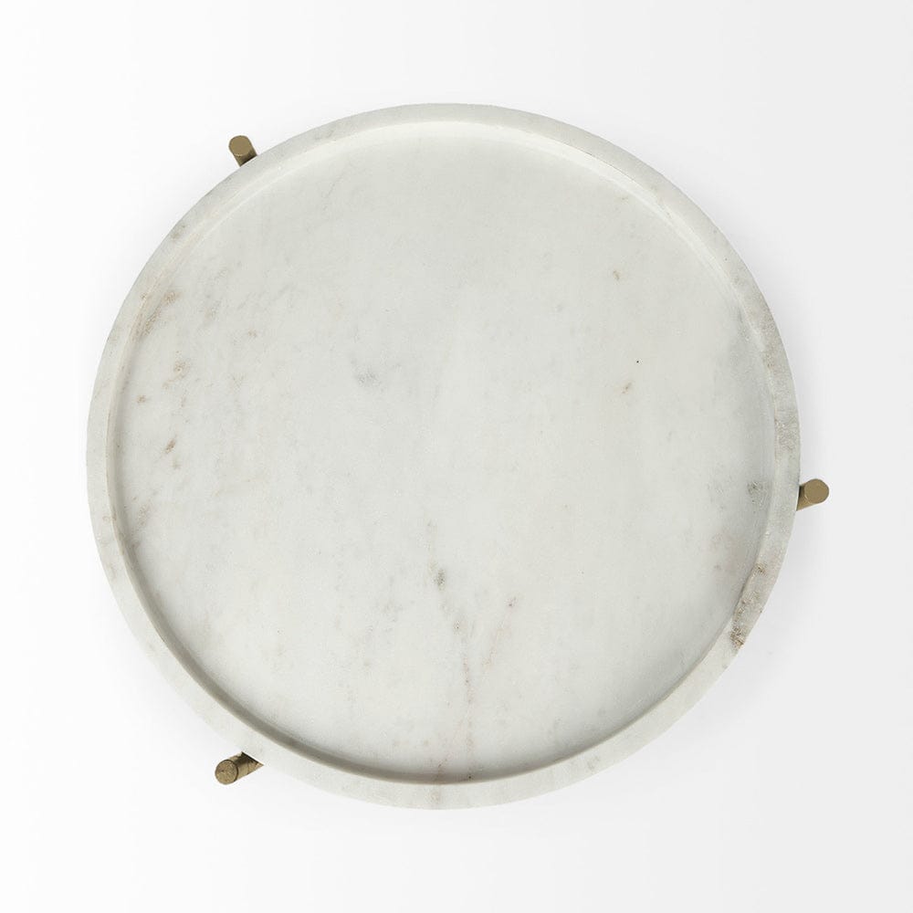 Mercana - Stella 17L x 17W White Round Marble Top W/Gold Base Accent Table - 68960 view 6