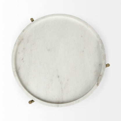 Mercana - Stella 17L x 17W White Round Marble Top W/Gold Base Accent Table - 68960 view 6