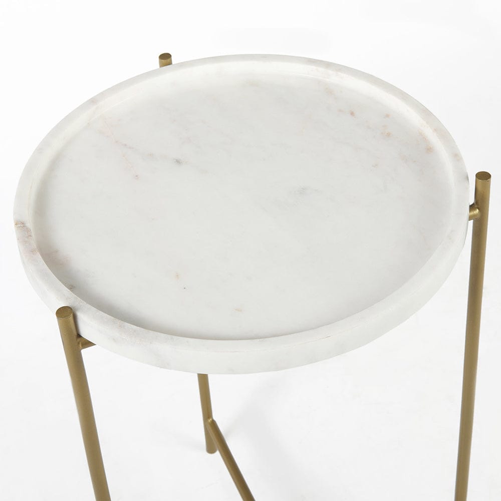 Mercana - Stella 17L x 17W White Round Marble Top W/Gold Base Accent Table - 68960 view 7