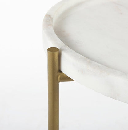 Mercana - Stella 17L x 17W White Round Marble Top W/Gold Base Accent Table - 68960 view 8