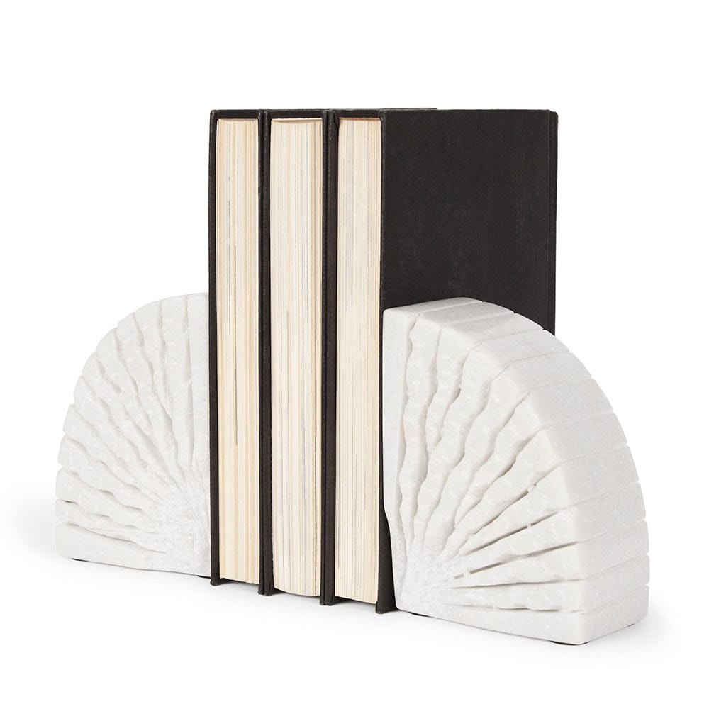Mercana - Stept White Marble Bookends w/rough carving (Set of 2) - 70503 view 1