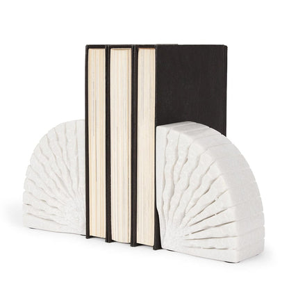 Mercana - Stept White Marble Bookends w/rough carving (Set of 2) - 70503 view 1