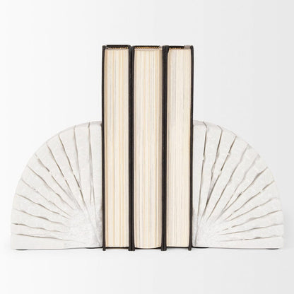 Mercana - Stept White Marble Bookends w/rough carving (Set of 2) - 70503 view 2