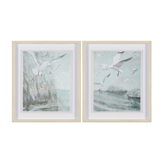 Mercana - Storm is Coming Seagulls by Melody Ducharme a Hand Embellished Framed Print under Glass (Set of 2) - 15749 view 1