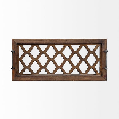 Mercana - Stotonic 35L x 16W Brown Wood W Glass Top Rectangular Serving Tray - 57670_CLOSEOUT view 3