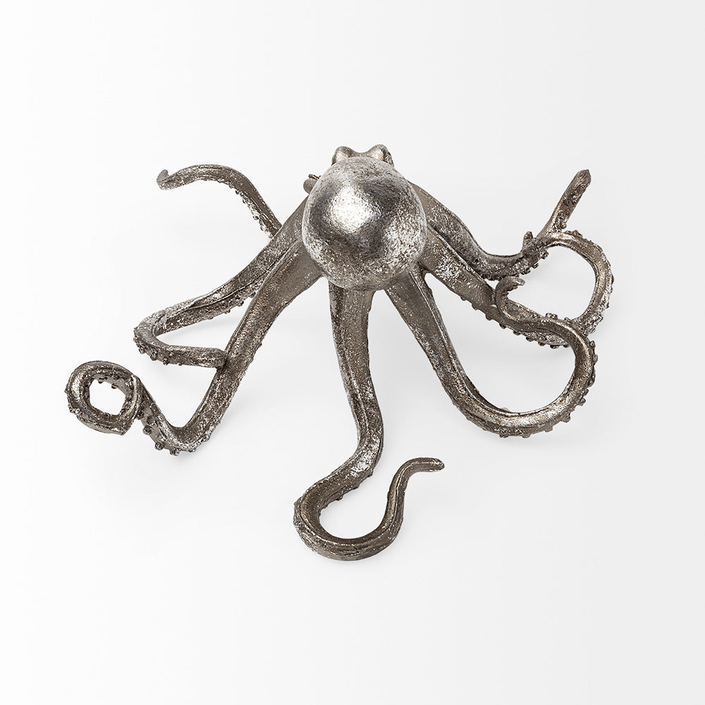 Mercana - Strafford Medium 13L x 7W Silver Resin Octopus - 57388 view 4