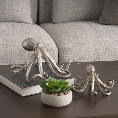 Mercana - Strafford Medium 13L x 7W Silver Resin Octopus - 57388 view 11