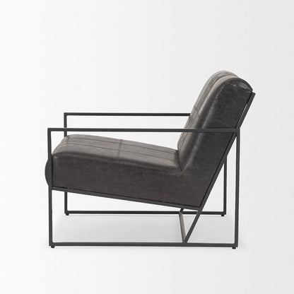 Mercana - Stratton Gunmetal w/ Genuine Aged Black Leather Upholstered Accent Chair - 70868 view 3