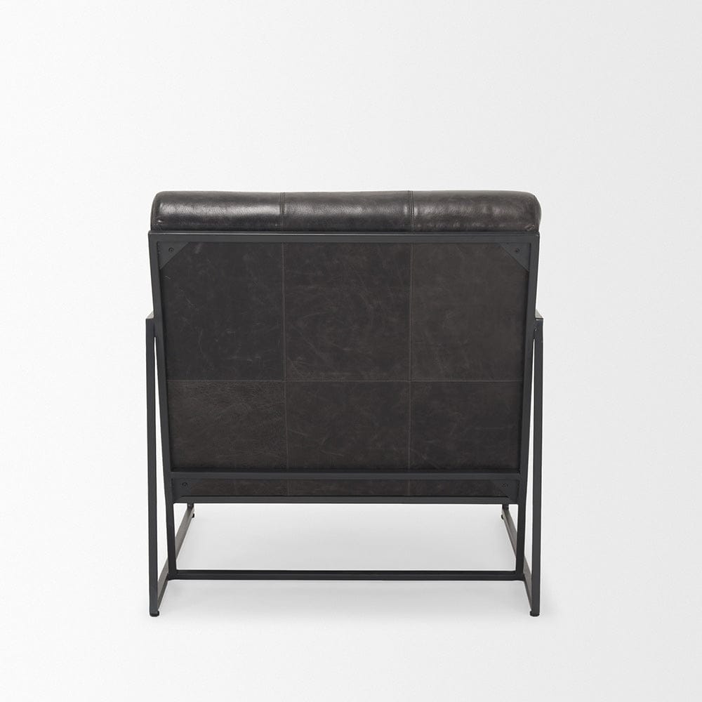 Mercana - Stratton Gunmetal w/ Genuine Aged Black Leather Upholstered Accent Chair - 70868 view 4