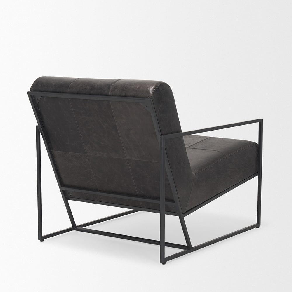 Mercana - Stratton Gunmetal w/ Genuine Aged Black Leather Upholstered Accent Chair - 70868 view 5