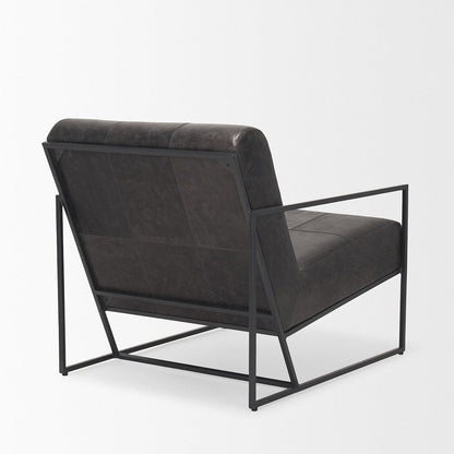 Mercana - Stratton Gunmetal w/ Genuine Aged Black Leather Upholstered Accent Chair - 70868 view 5