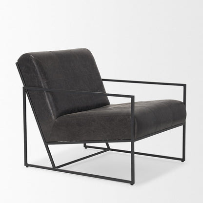 Mercana - Stratton Gunmetal w/ Genuine Aged Black Leather Upholstered Accent Chair - 70868 view 6