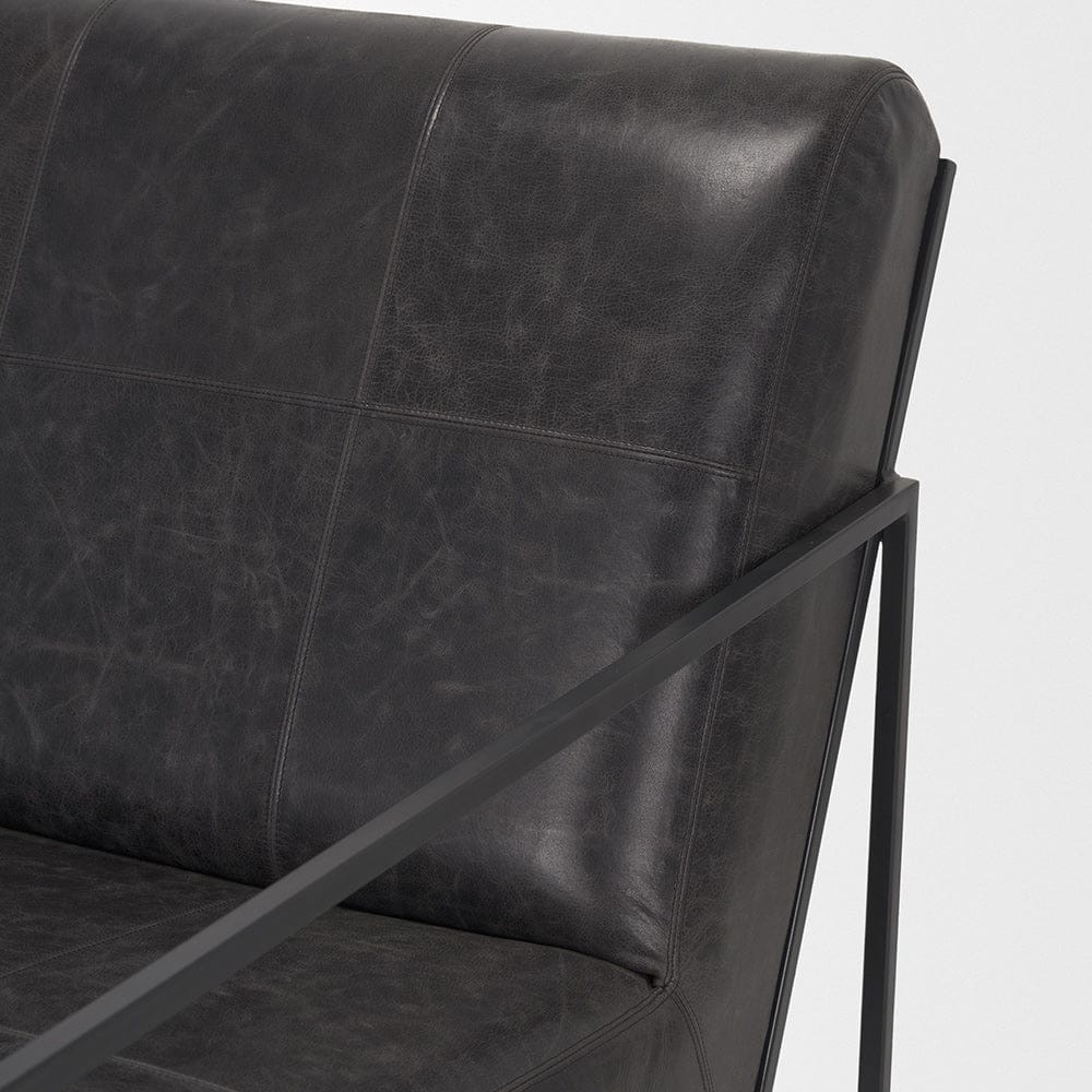 Mercana - Stratton Gunmetal w/ Genuine Aged Black Leather Upholstered Accent Chair - 70868 view 7