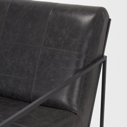 Mercana - Stratton Gunmetal w/ Genuine Aged Black Leather Upholstered Accent Chair - 70868 view 7