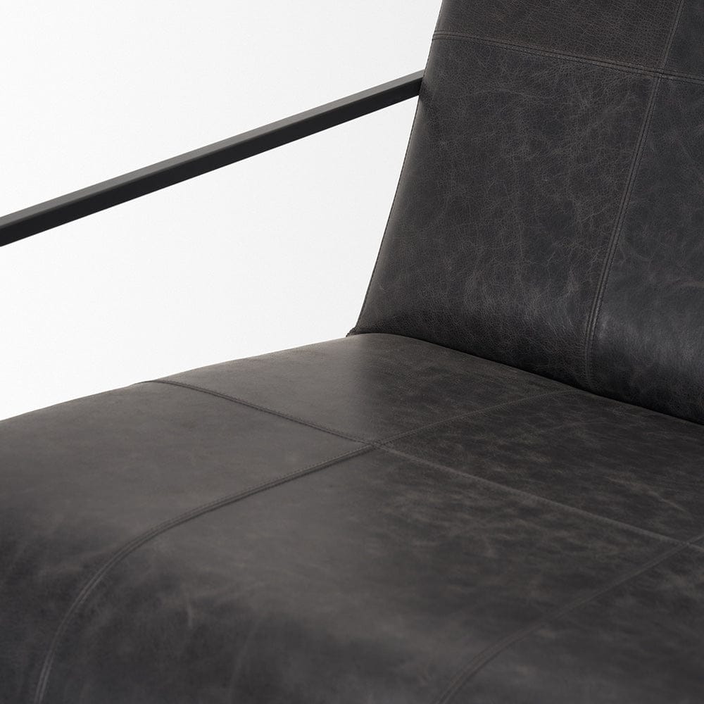 Mercana - Stratton Gunmetal w/ Genuine Aged Black Leather Upholstered Accent Chair - 70868 view 8