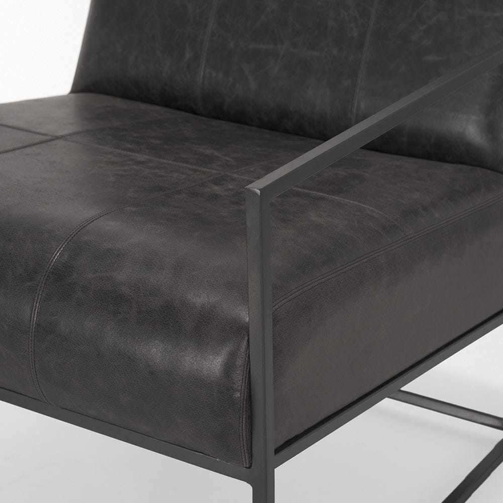 Mercana - Stratton Gunmetal w/ Genuine Aged Black Leather Upholstered Accent Chair - 70868 view 9