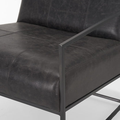 Mercana - Stratton Gunmetal w/ Genuine Aged Black Leather Upholstered Accent Chair - 70868 view 9