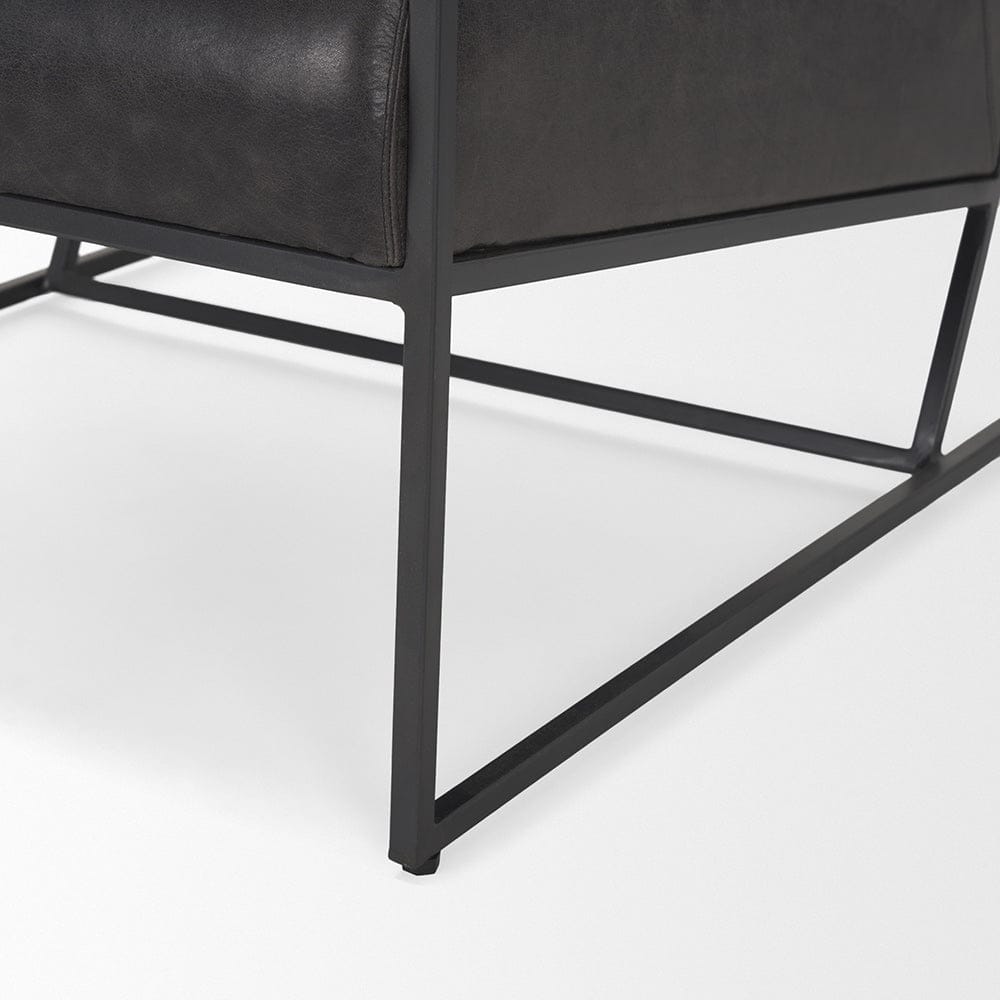 Mercana - Stratton Gunmetal w/ Genuine Aged Black Leather Upholstered Accent Chair - 70868 view 10