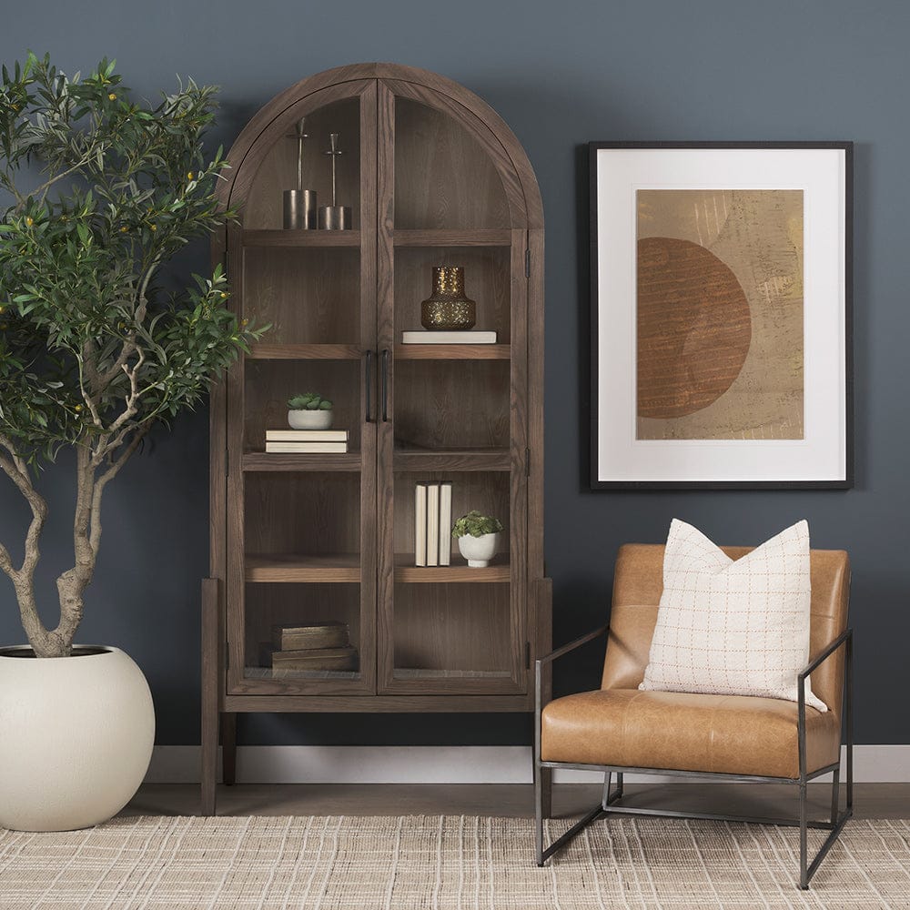 Mercana - Stratton Gunmetal w/ Genuine Brown Leather Upholstered Accent Chair - 70869 view 12