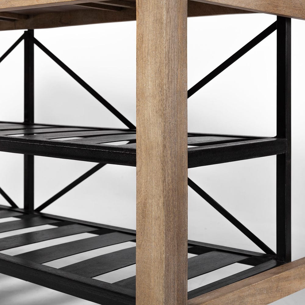 Mercana - Stuart I Brown Solid Wood Top Two-Tier Black Metal Rolling Kitchen Island - 67103 view 10