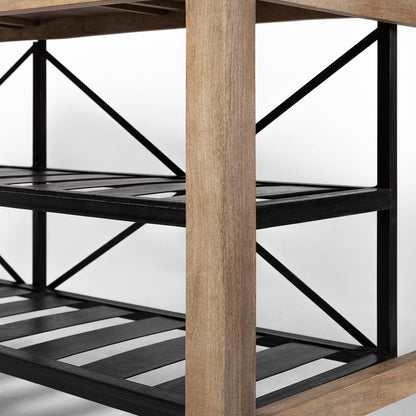Mercana - Stuart I Brown Solid Wood Top Two-Tier Black Metal Rolling Kitchen Island - 67103 view 10