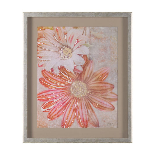 Mercana - Subtle Florals I by Mercana Studio a Hand Embelished Textured Framed Art Print Matted under Glass - 15446 view 1