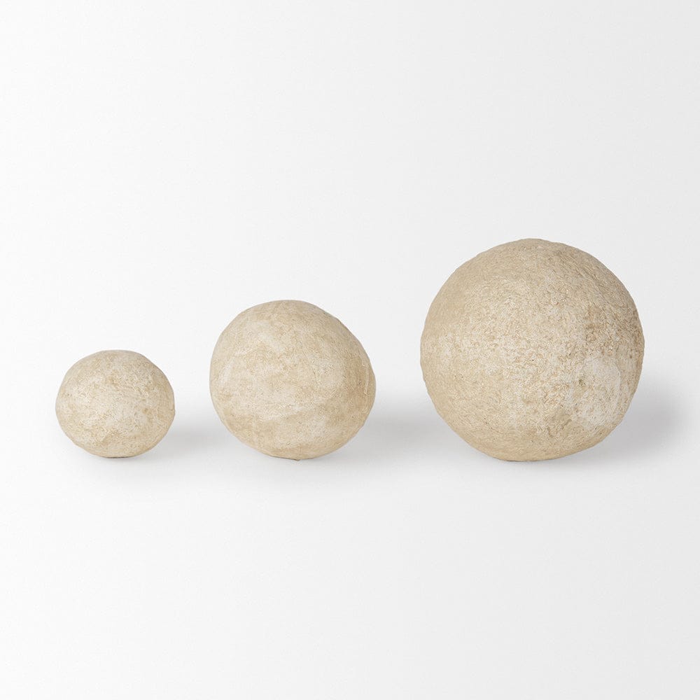 Mercana - Sunita Beige Paper Mache Orbs (Set of 3) - 70219 view 3