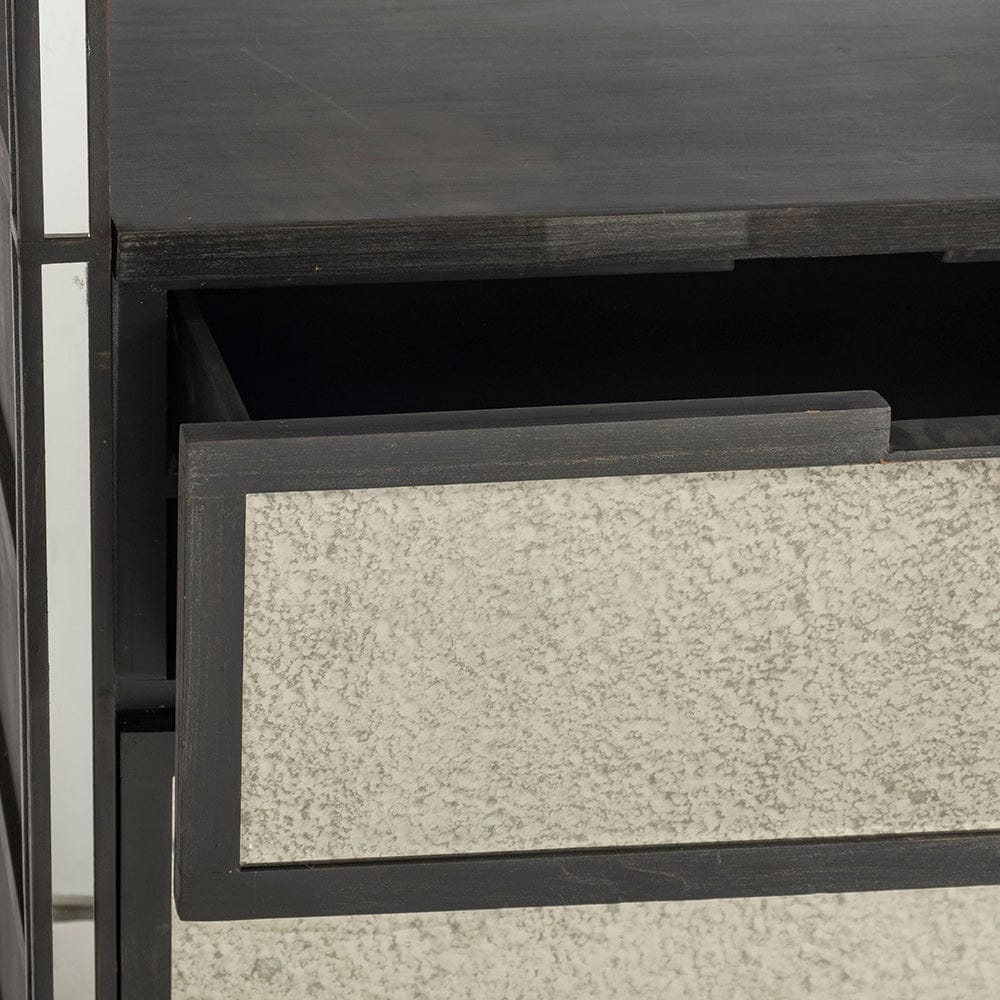 Mercana - Sunnyvale 32L x 18W x 90H Dark Brown Solid Wood and Mirrored Glass Four Shelf Shelving Unit - 50210-AB_CLOSEOUT view 6
