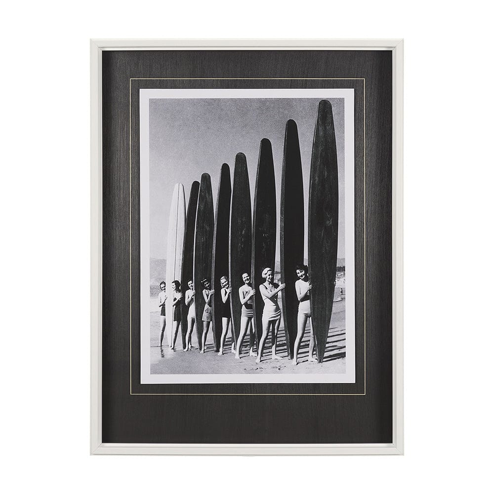 Mercana - Surfin' Gals by The Chelsea Collection Hand Embellished Textured Framed Art Photo Matted under Glass - 11552 view 1