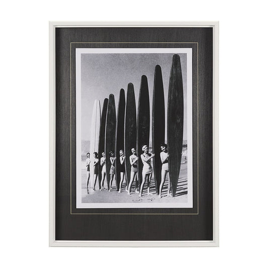 Mercana - Surfin' Gals by The Chelsea Collection Hand Embellished Textured Framed Art Photo Matted under Glass - 11552 view 1