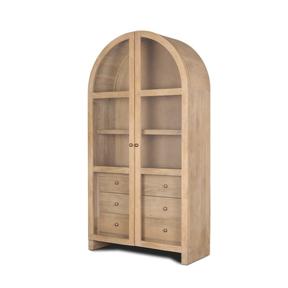 Mercana - Suri Light Brown Wood W/Glass Doors Arched Curio Cabinet - 70825 view 1