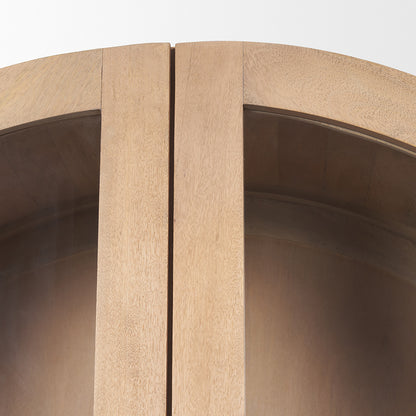 Mercana - Suri Light Brown Wood W/Glass Doors Arched Curio Cabinet - 70825 view 7