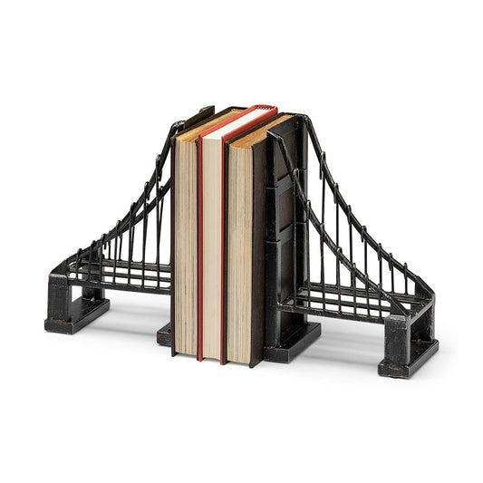 Mercana - Suspension 19L x 4W Brown Wrought Iron Suspension Bridge Bookends (Set of 2) - 57157 view 1