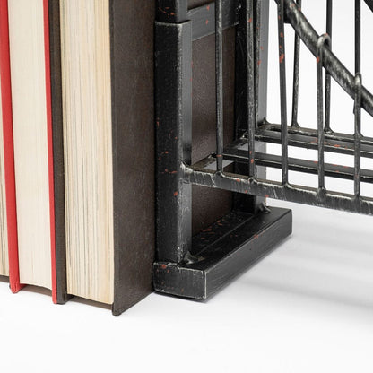 Mercana - Suspension 19L x 4W Brown Wrought Iron Suspension Bridge Bookends (Set of 2) - 57157 view 2