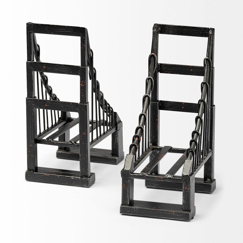 Mercana - Suspension 19L x 4W Brown Wrought Iron Suspension Bridge Bookends (Set of 2) - 57157 view 4