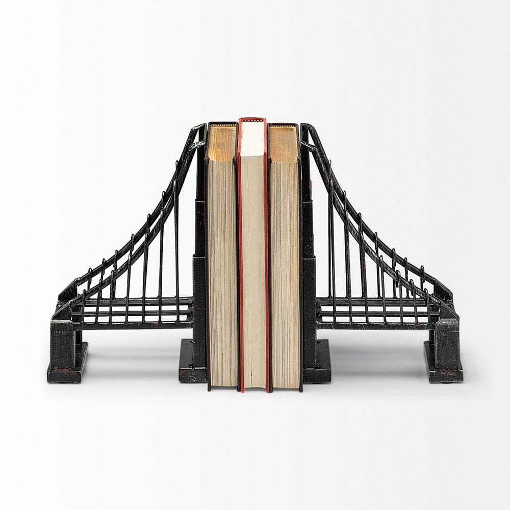 Mercana - Suspension 19L x 4W Brown Wrought Iron Suspension Bridge Bookends (Set of 2) - 57157 view 6