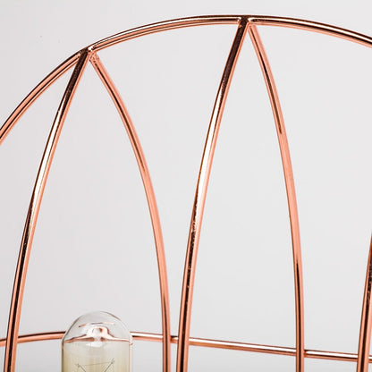 Mercana - Sutton 19.3"H Rose-Gold Metal Cylindrical Cage Three Bulb Table Lamp - 65289_CLOSEOUT view 3