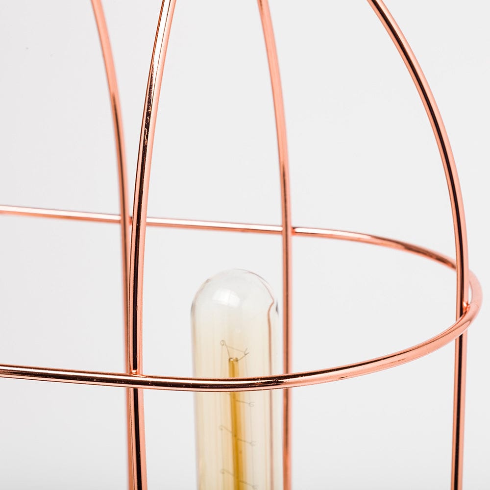 Mercana - Sutton 19.3"H Rose-Gold Metal Cylindrical Cage Three Bulb Table Lamp - 65289_CLOSEOUT view 4